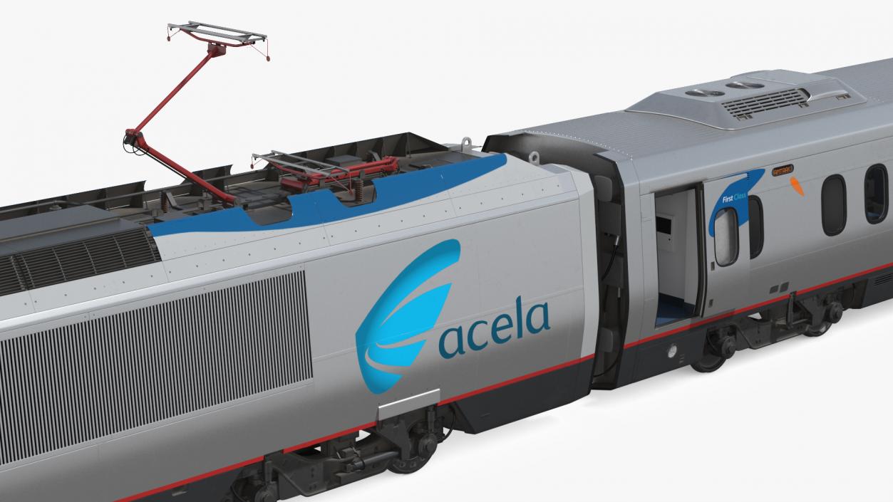 3D Amtrak Acela Express Train Rigged model