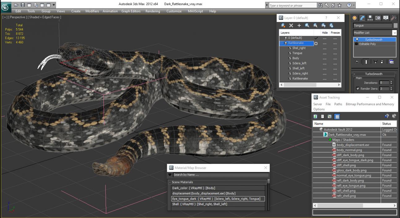 3D Dark Rattlesnake