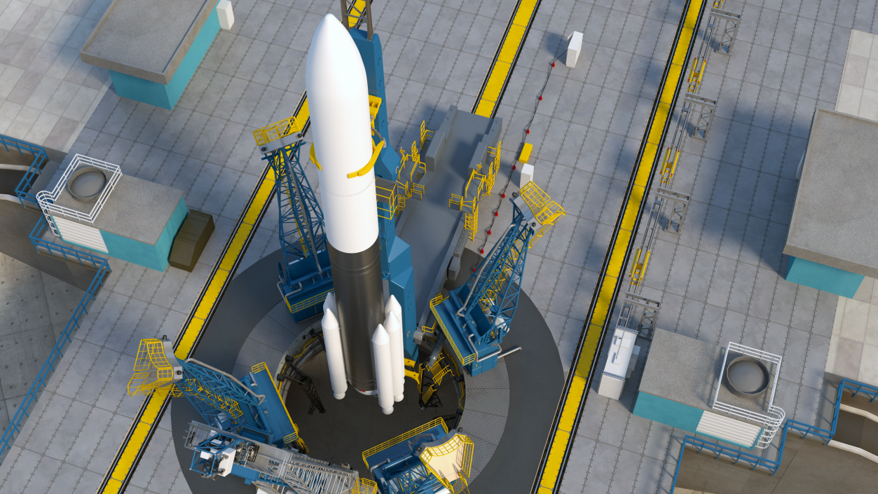 3D Heavy Lift Rocket with Six Solid Boosters