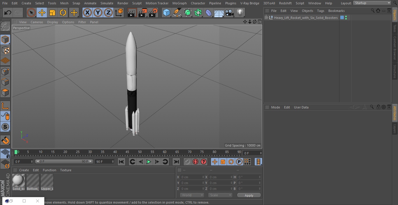 3D Heavy Lift Rocket with Six Solid Boosters