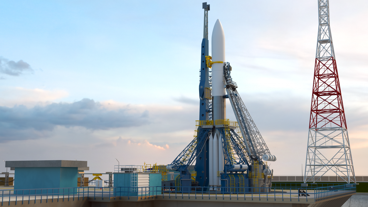 3D Heavy Lift Rocket with Six Solid Boosters