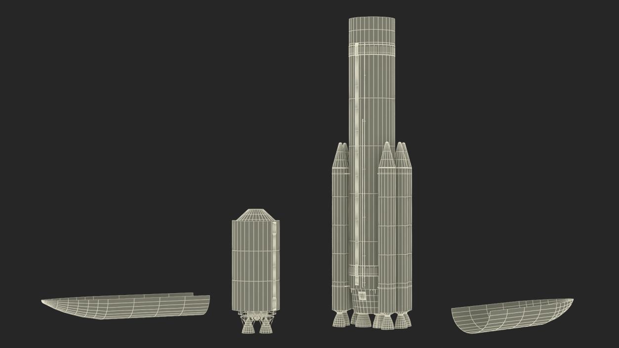 3D Heavy Lift Rocket with Six Solid Boosters