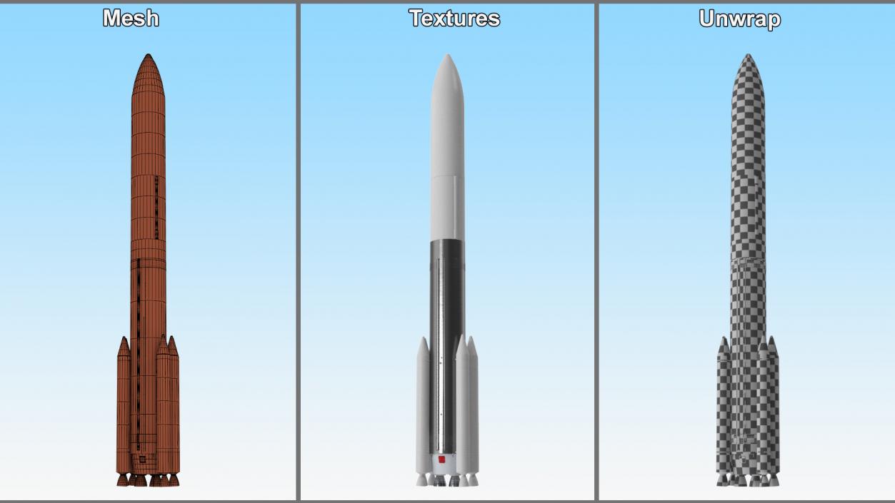 3D Heavy Lift Rocket with Six Solid Boosters