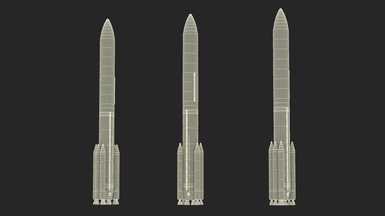 3D Heavy Lift Rocket with Six Solid Boosters