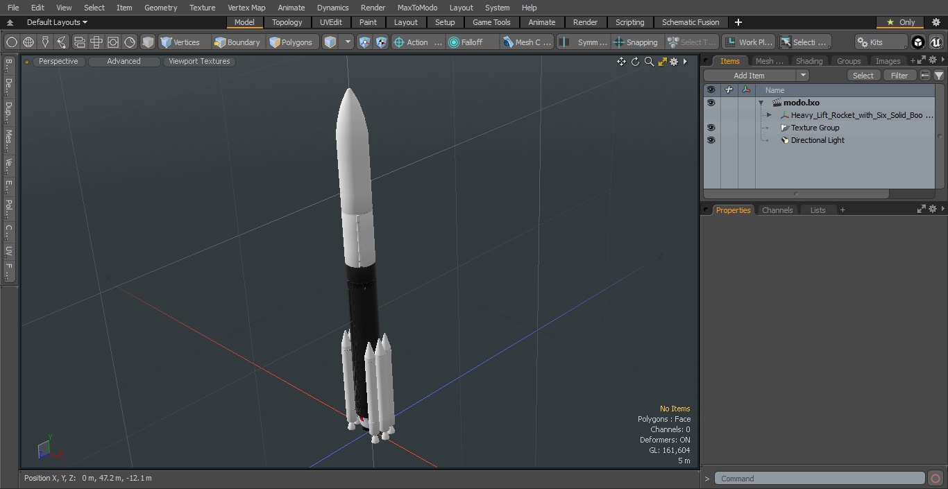 3D Heavy Lift Rocket with Six Solid Boosters