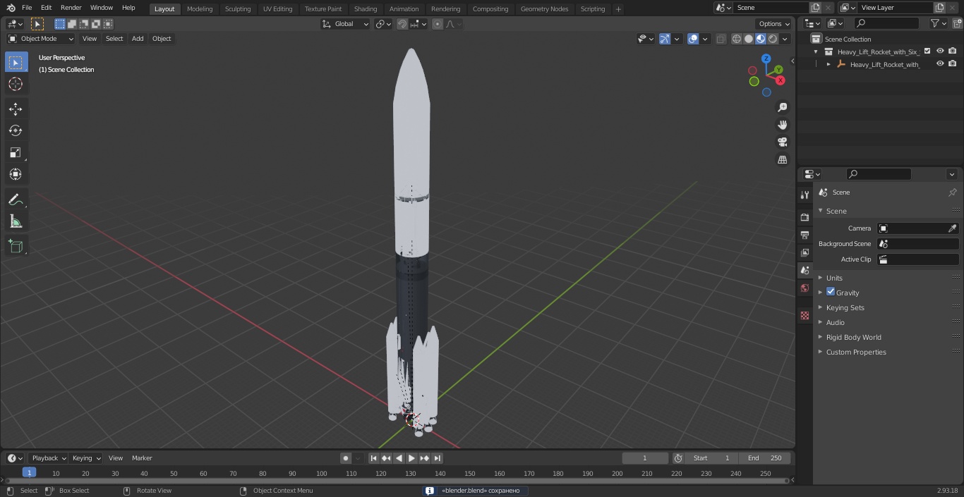 3D Heavy Lift Rocket with Six Solid Boosters