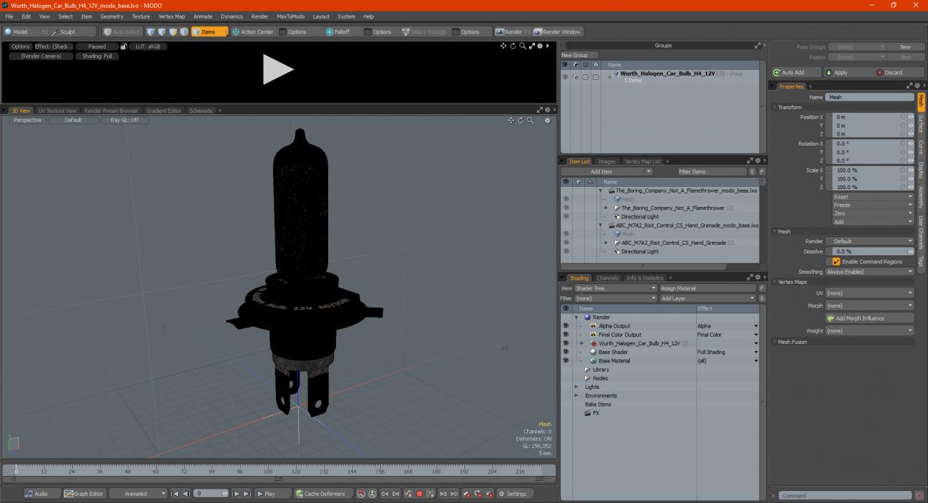 Wurth Halogen Car Bulb H4 12V 3D model