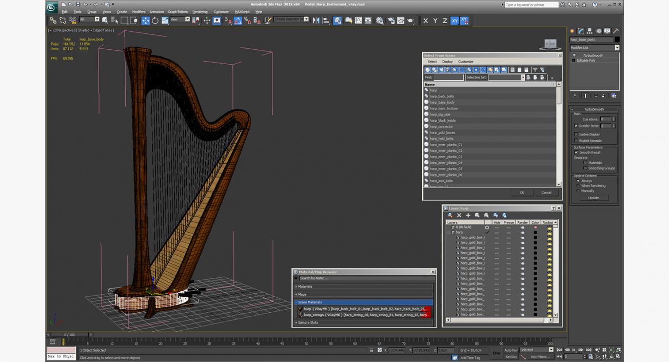 3D Pedal Harp Instrument