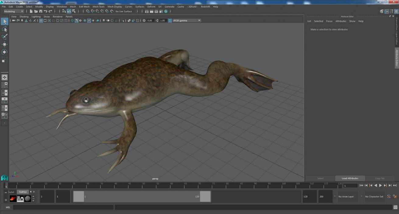 3D African Claw-toe Frog Jump Pose