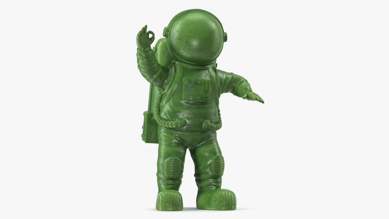 Astronaut Toy Character Green OK Pose 3D