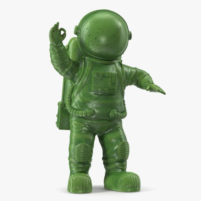 Astronaut Toy Character Green OK Pose 3D