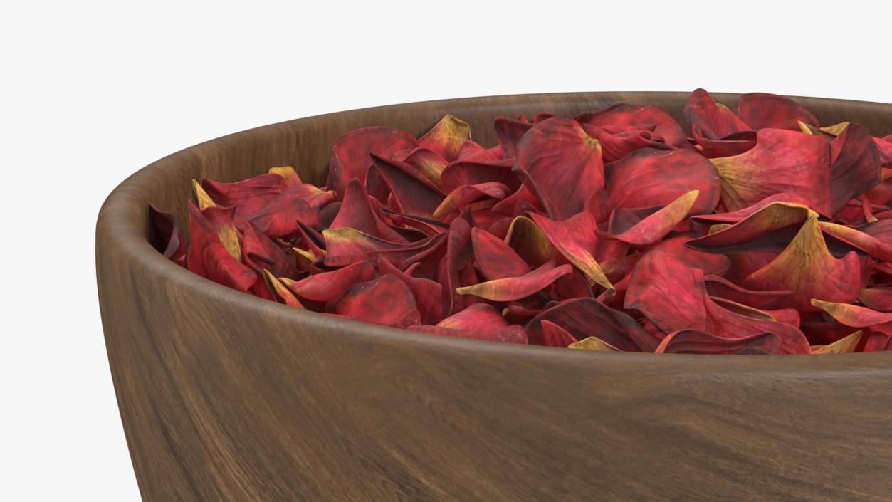 3D Wooden Bowl with Dried Red Petals model