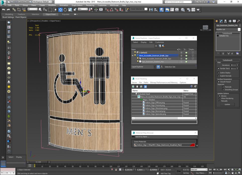 Mens Accessible Restroom Sign 3D model