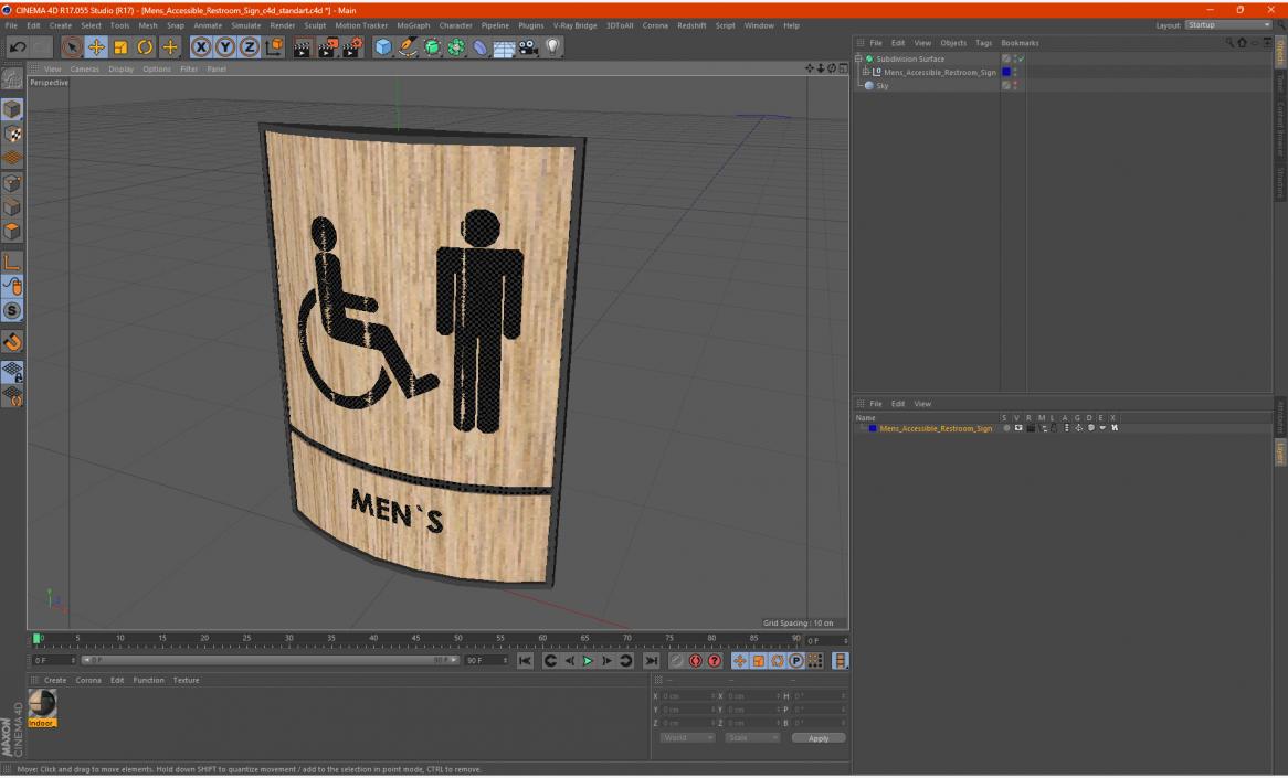 Mens Accessible Restroom Sign 3D model