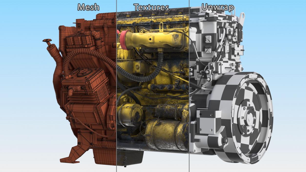 Used Dirty Tractor Diesel Engine 3D