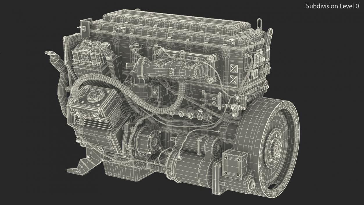 Used Dirty Tractor Diesel Engine 3D