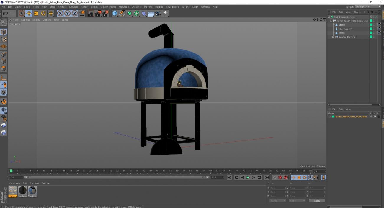 3D model Rustic Italian Pizza Oven Blue