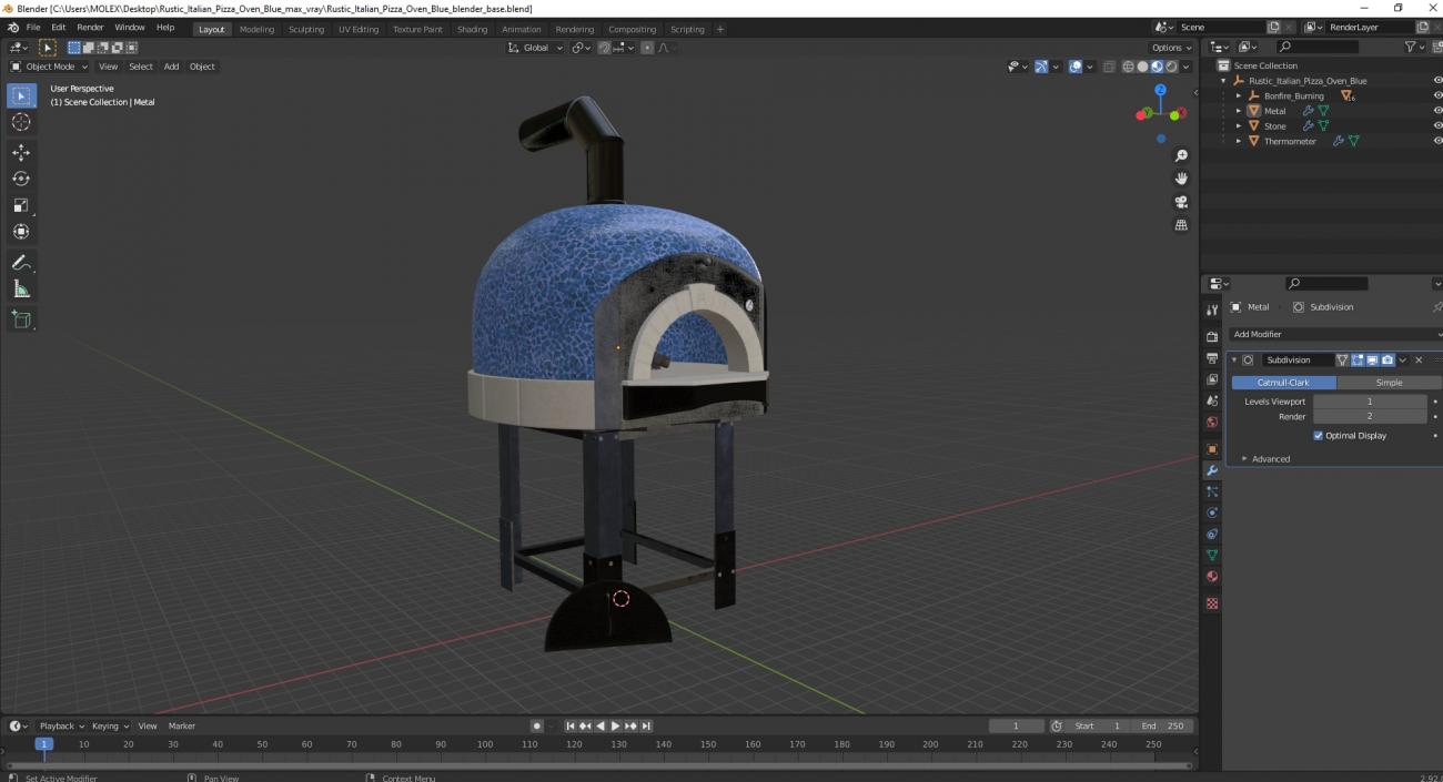 3D model Rustic Italian Pizza Oven Blue