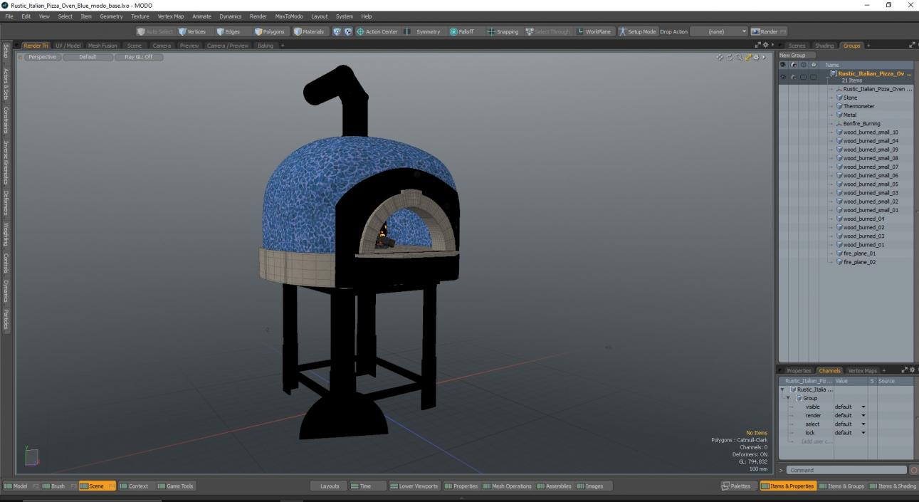 3D model Rustic Italian Pizza Oven Blue