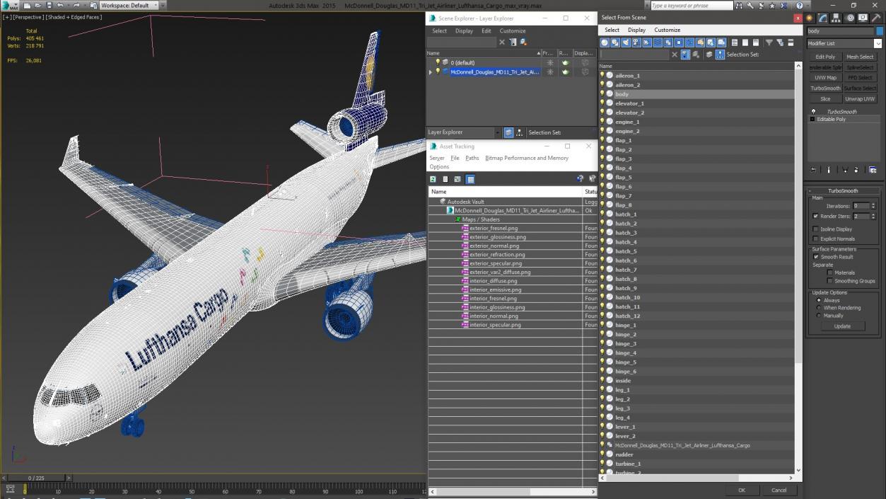 3D model McDonnell Douglas MD11 Tri Jet Airliner Lufthansa Cargo