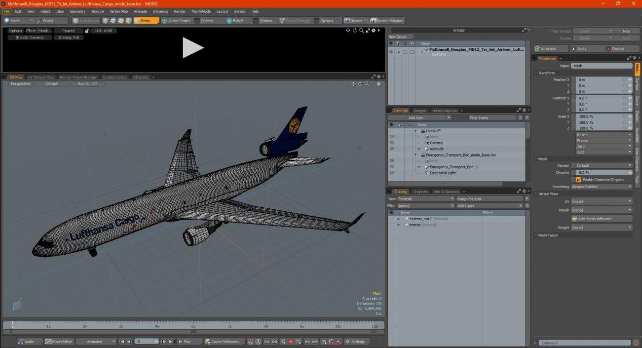 3D model McDonnell Douglas MD11 Tri Jet Airliner Lufthansa Cargo