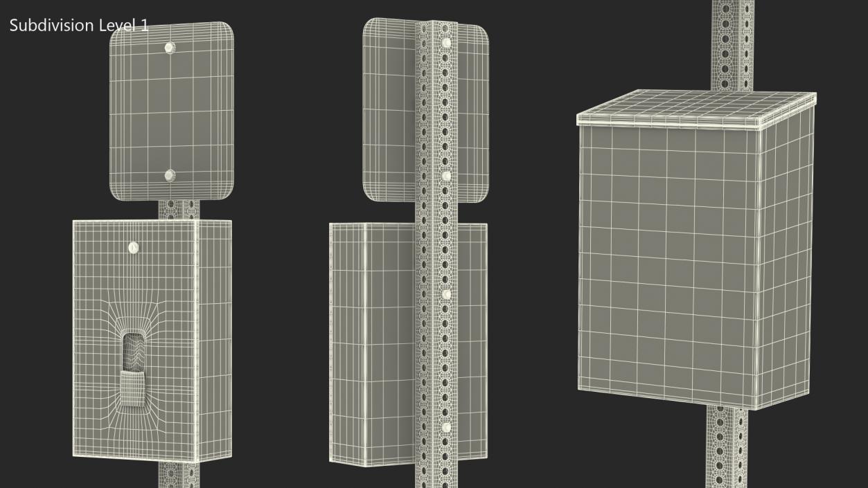 Pet Waste Station with Square Can Green 3D model