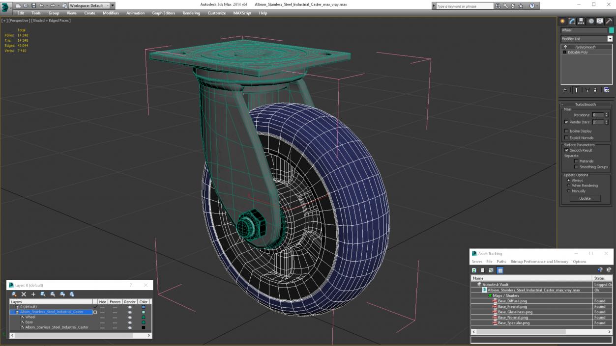 3D model Albion Stainless Steel Industrial Caster