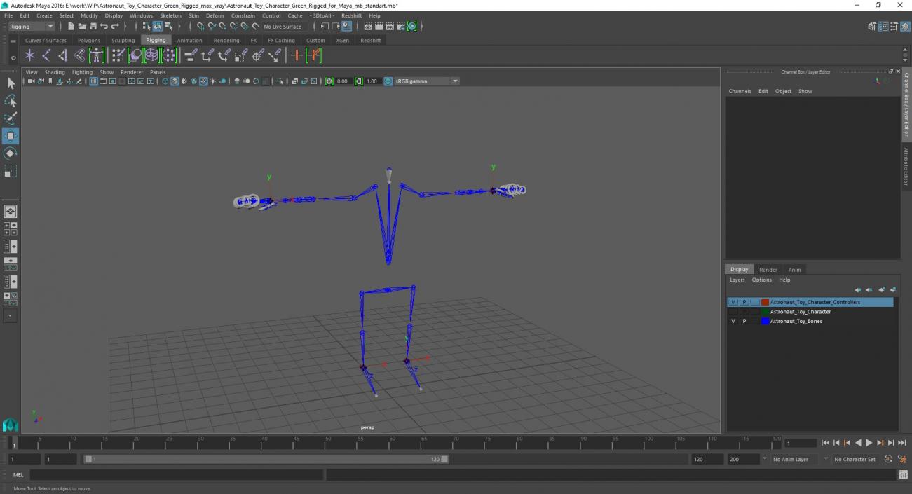 3D model Astronaut Toy Character Green Rigged for Maya