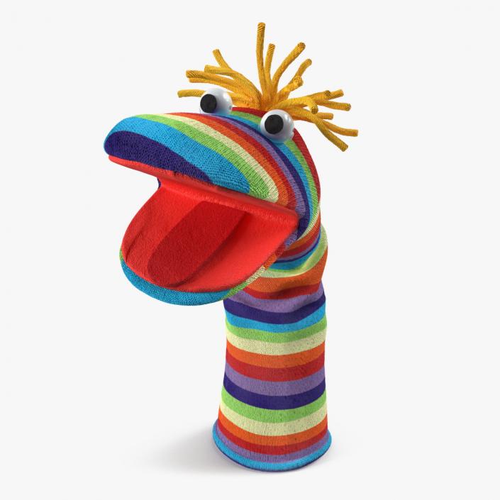 3D model Character Hand Puppet Striped Boy Surprised Pose 2