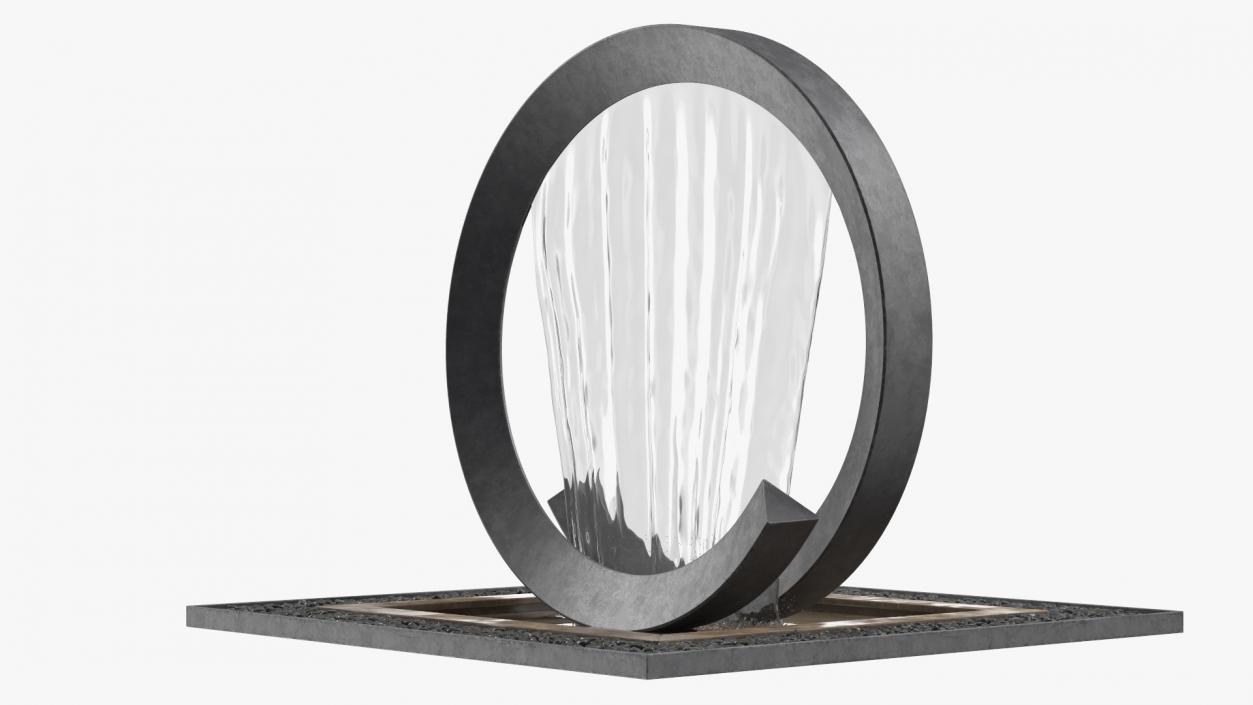 Modern Round Fountain with Black Pebble 3D model