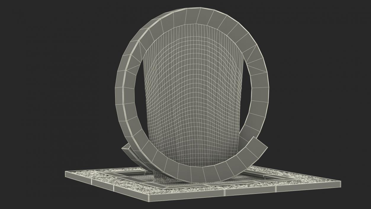 Modern Round Fountain with Black Pebble 3D model