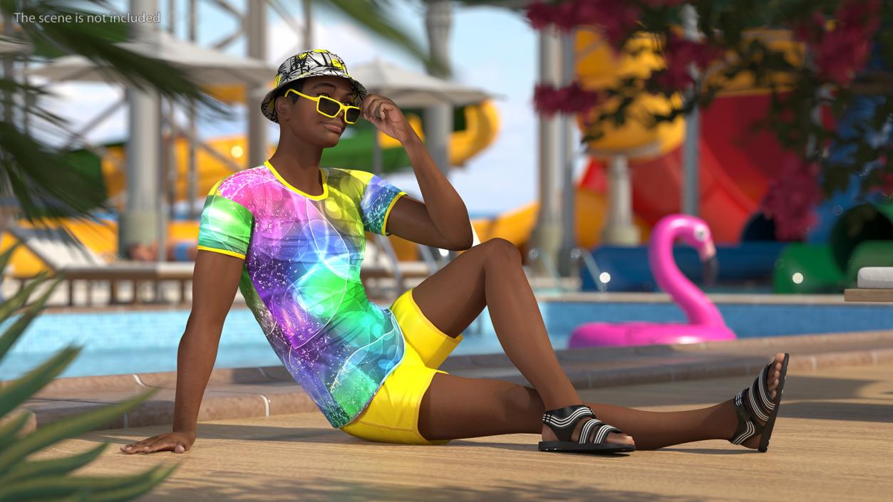 3D Light Skin Teenager Beach Style Rigged model