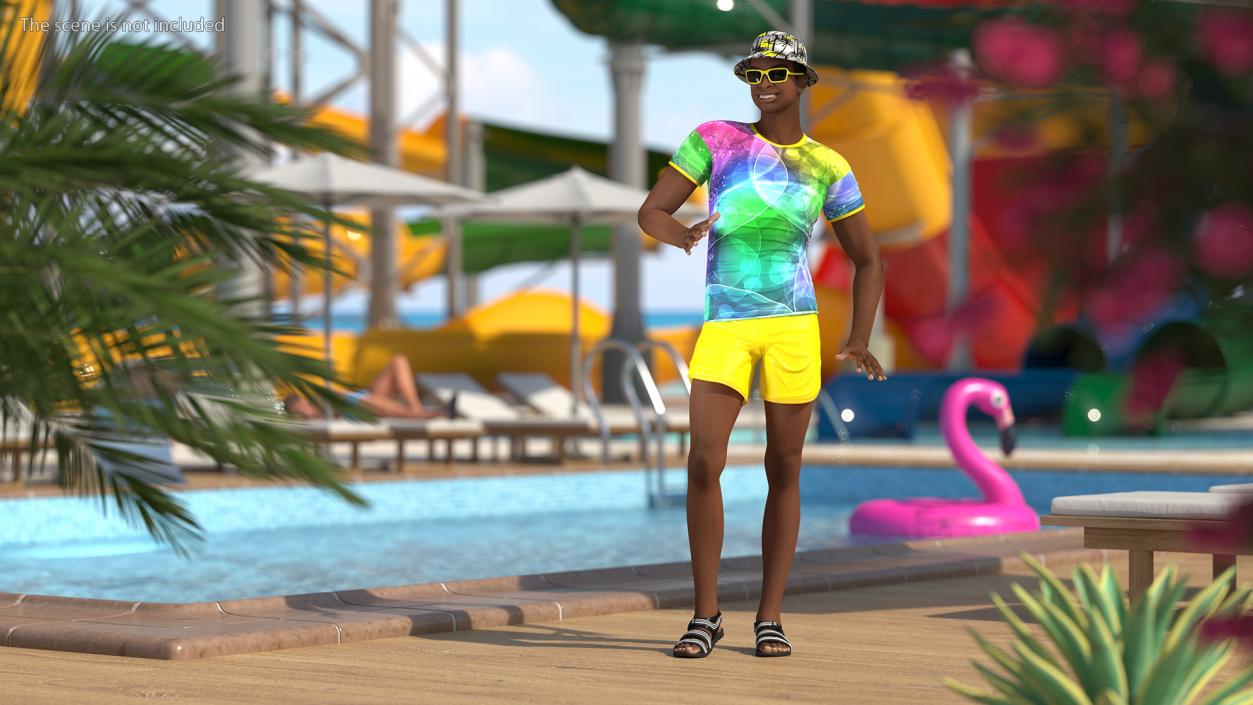 3D Light Skin Teenager Beach Style Rigged model