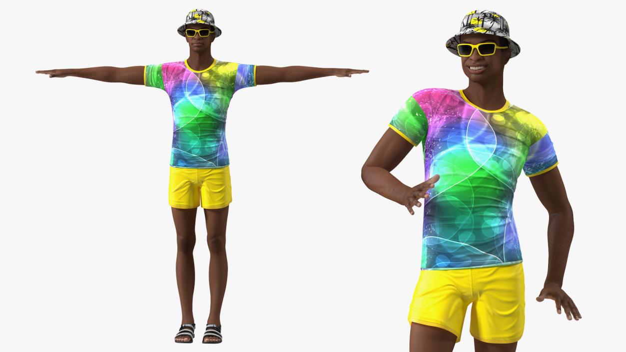 3D Light Skin Teenager Beach Style Rigged model