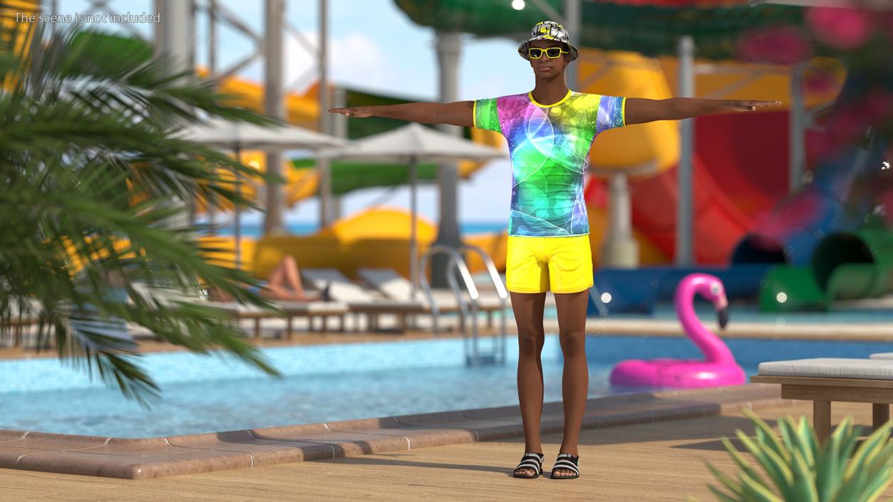 3D Light Skin Teenager Beach Style Rigged model