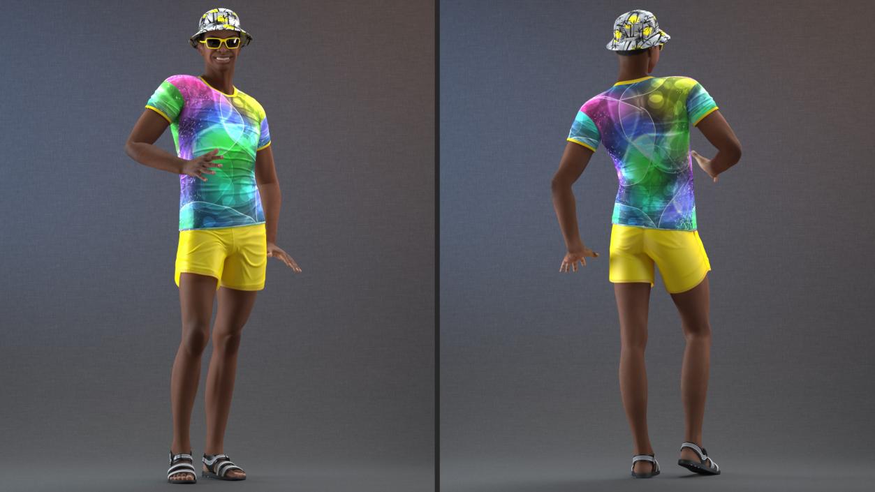 3D Light Skin Teenager Beach Style Rigged model