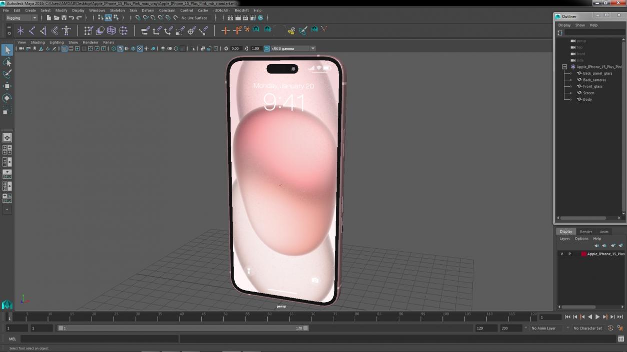 3D model Apple IPhone 15 Plus Pink