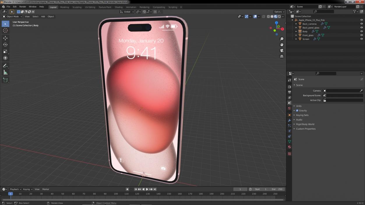 3D model Apple IPhone 15 Plus Pink