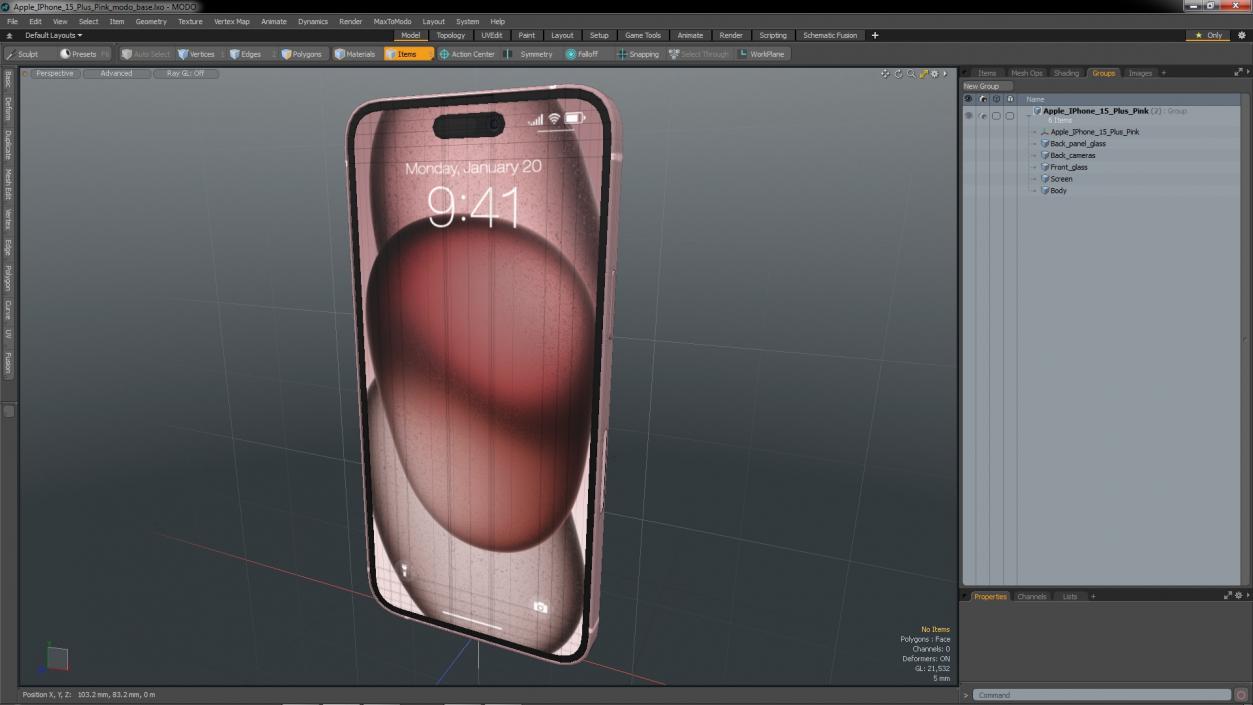 3D model Apple IPhone 15 Plus Pink