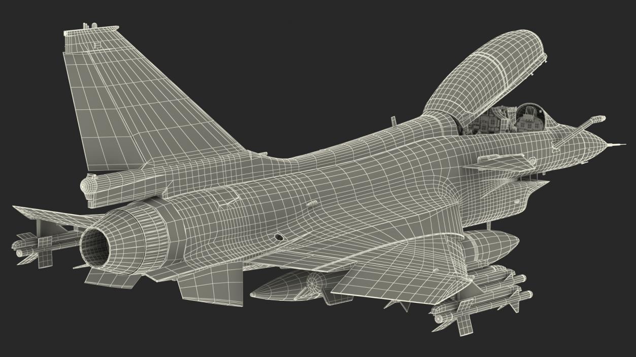 3D model Chengdu J10 S Tandem Seated Armed Rigged