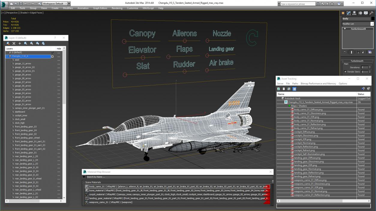 3D model Chengdu J10 S Tandem Seated Armed Rigged