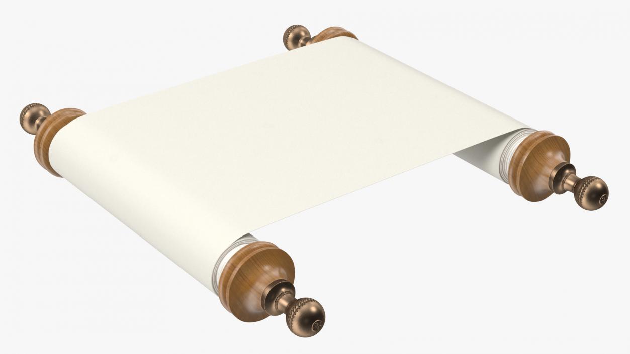 3D Unfolded Blank Parchment Scroll