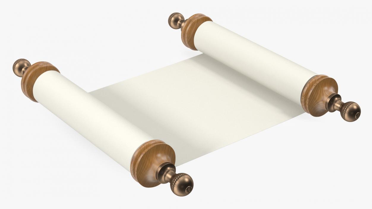 3D Unfolded Blank Parchment Scroll