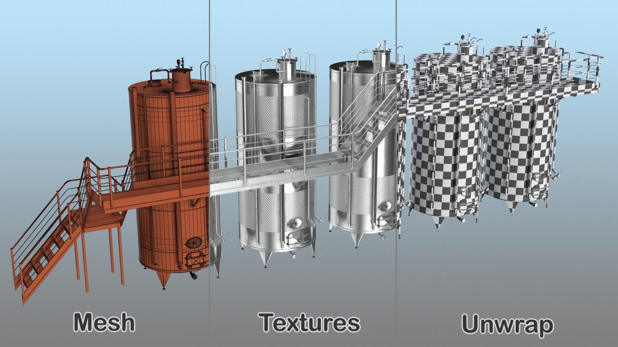 Stainless Steel Tanks Collection 3D