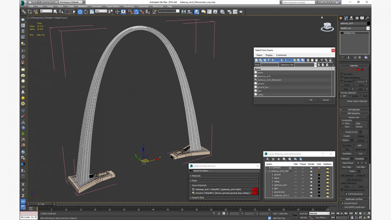 3D Gateway Arch Monument