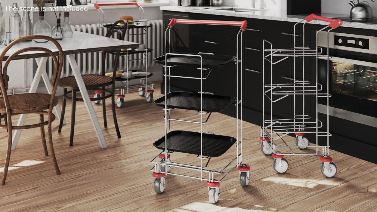 3D Tray Cart with Black Trays