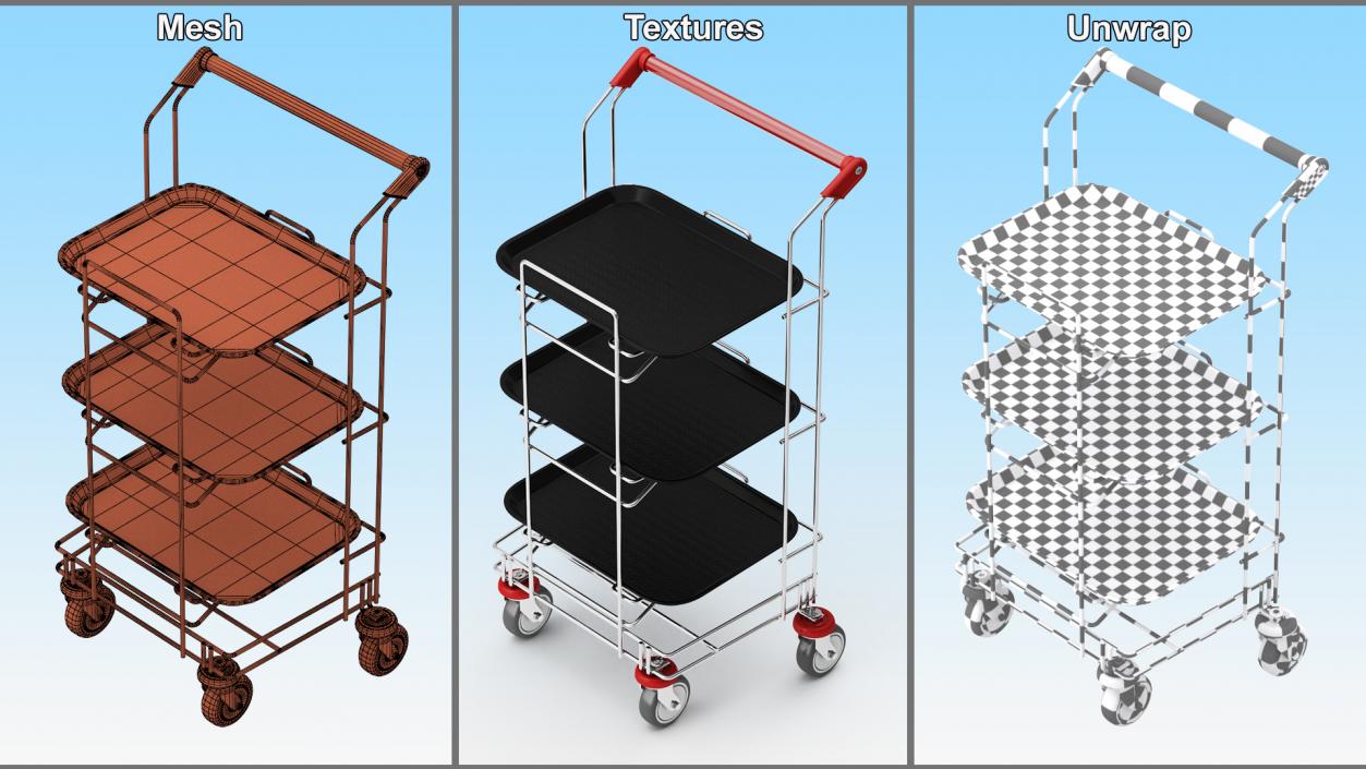 3D Tray Cart with Black Trays