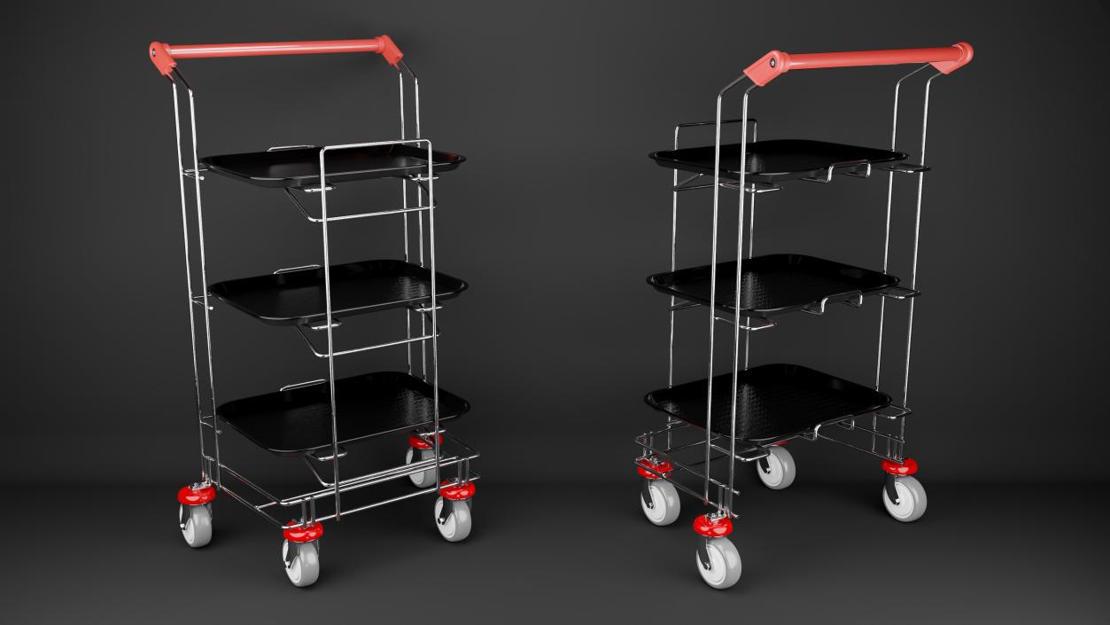 3D Tray Cart with Black Trays