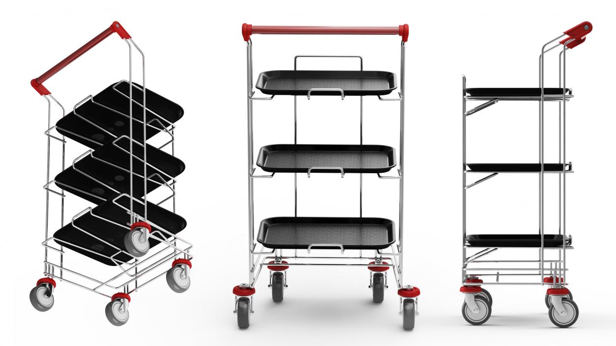 3D Tray Cart with Black Trays