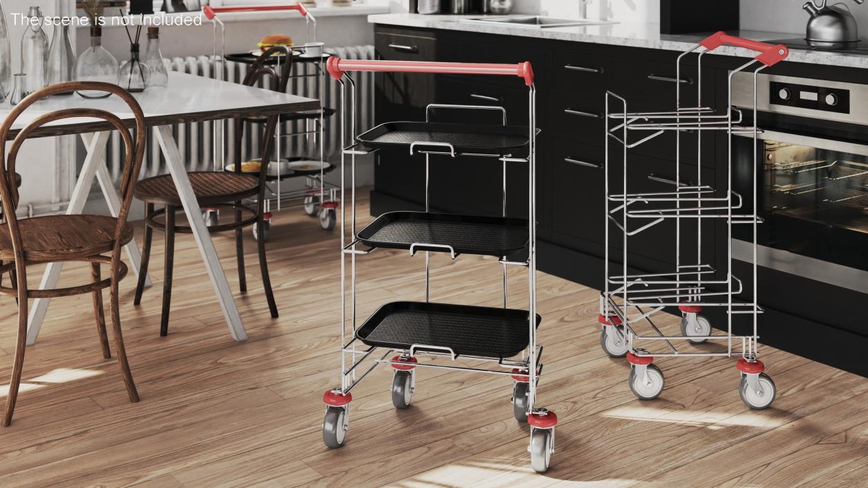 3D Tray Cart with Black Trays